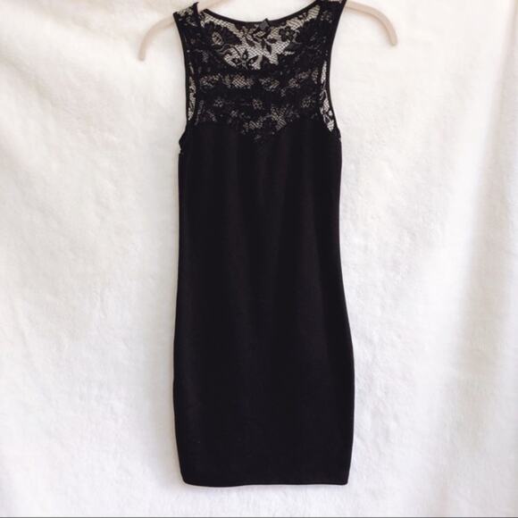 Forever 21 Black Body Con Top Lace Mini Dress - Picture 1 of 11